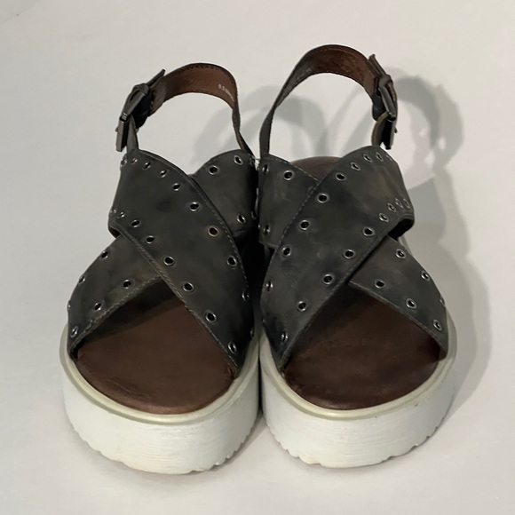 Bed Stu Roan Hali Platform Sandals, size 8.5. Grey Leather heel strap grommets - Picture 10 of 16